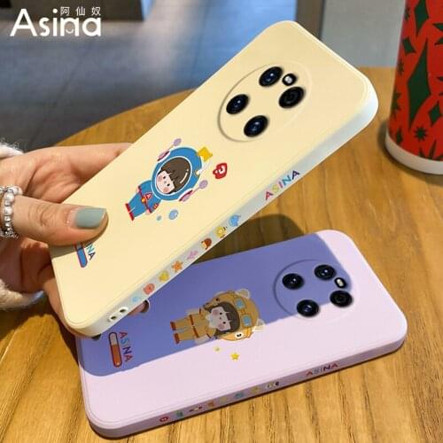 ASINA Liquid Silicone Case For Huawei Mate 40 30 20 Pro Straight Edge Cute Cover Coque For Huawei Honor 20 30 8x 9x 9a Girl Capa