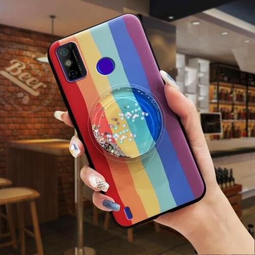 Silicone Back Cover Phone Case For Tecno Spark6 GO drift sand Original Waterproof Kickstand Cartoon