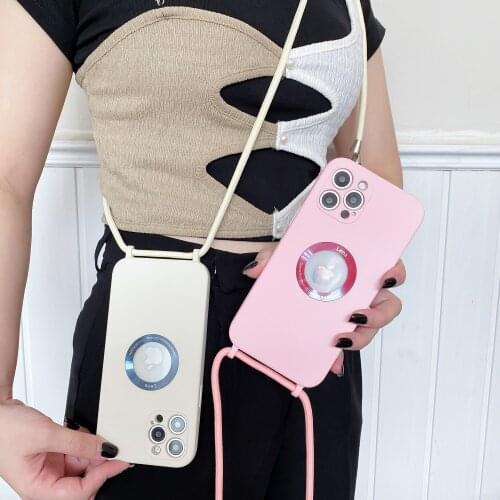 USLION Crossbody Necklace Neck Strap Lanyard Cord Silicone Phone Case For iPhone 11 12 Pro Max Mini X XR XS Max 7 8 plus Cover