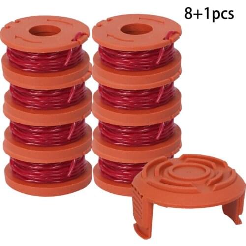 Line String Trimmer Replacement Spool 3M String Trimmer Spool Line for WORX, 9 Pack (8 Pack Grass Trimmer Line, 1 Trimmer Cap)