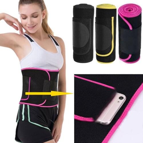 Sports Sauna Sweat Fitness Shape Belts with Pocket Tummy Control Tightening Sweat Shaper Slimming Sheath Reduction Waistband