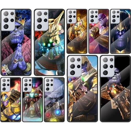 Thanos marvel hero for Samsung Galaxy S21 Ultra Plus A72 A52 4G 5G M51 M31 M21 Luxury Tempered Glass Phone Case Cover
