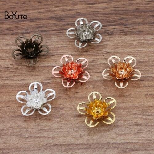 BoYuTe (50 Pieces/Lot) 18*7MM Three-Layer Metal Brass Flower Materials Handmade Diy Jewelry Accessories Wholesale