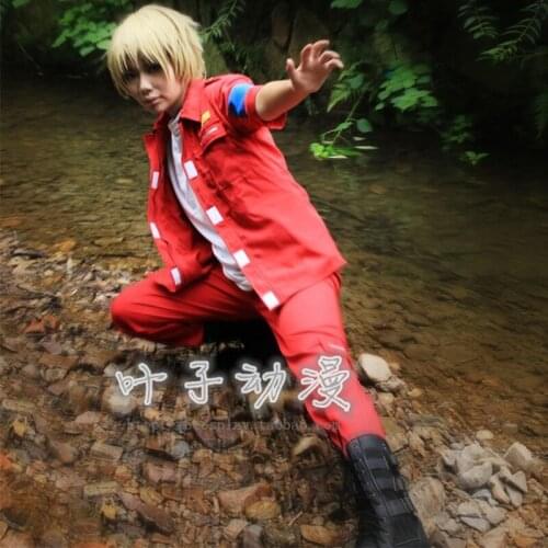 Unisex Anime Axis Powers Hetalia APH England Cosplay Costume Arthur Kirkland Red Military Uniform Shirt+Coat+Pants