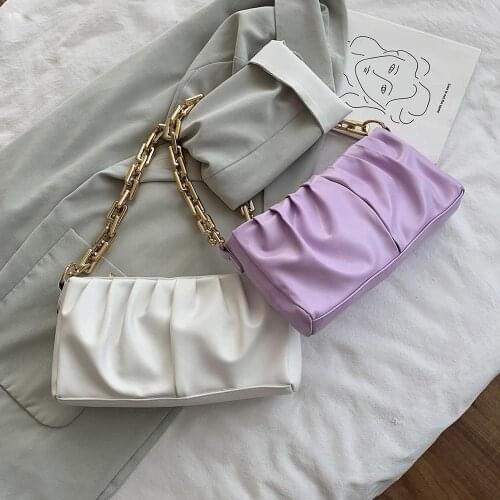 Chain PU Leather Cloud Party Clutch Bag For Women 2020 Lady Shoulder Bags Female Travel Handbags Simple Dumplings Hand Bag