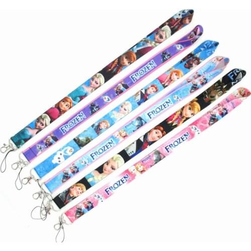 Frozen Aisha Anna Mobile Phone Straps Princess Disney Prince Camera ID Card Holders Key Lanyard Kid Girls Gifts Cute Decoration