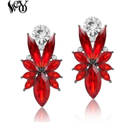 VEYO Hyperbole Crystal Stud Earrings For Woman 8 Colors Trendy Earrings Fashion Jewelry Gift