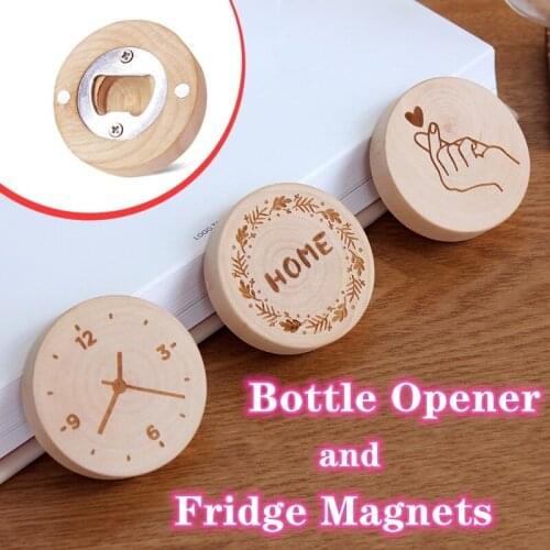 12pc Personalized Custom Souvenir Fridge Magnets for Kids Birthday Party Favors Wedding Gifts for Guests Wood Beer Bottle Opener