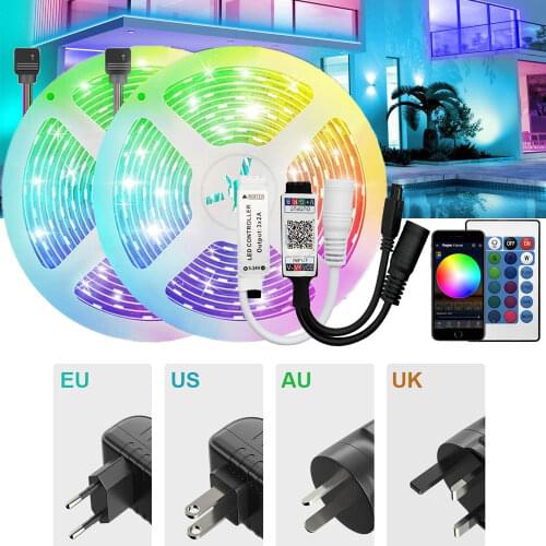 12V 5050 RGB Neon tasma Remote Bluetooth LED Strip Light Kit 220V Control Luminous Ribbon Band Decoration for Kitchen Waterproof