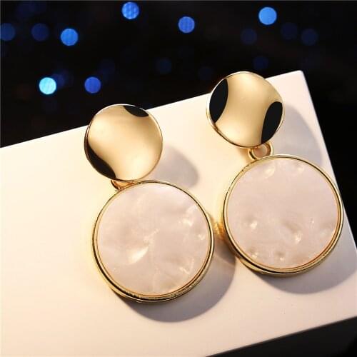 17KM Fashion Gold Sliver Acrylic Drop Earrings For Women 2020 New Vintage Round Heart Geometric Dangle Earring Statement Jewelry