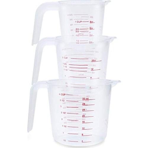 250/500/1000ml Food Grade Plastic Measuring Cup Clear Scale Show Transparent Mug Pour Spout 3 sizes Measuring Device 1PCS