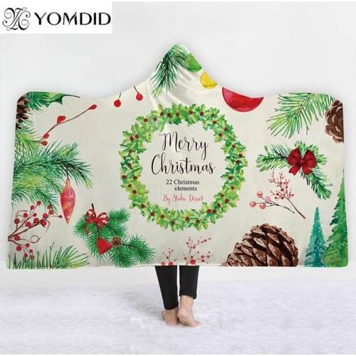3D Printed Hooded Blanket for Adult Mandala Merry Christmas Blanket Tapestry Home Sofa decorations Spring/Autumn Throw Blanket