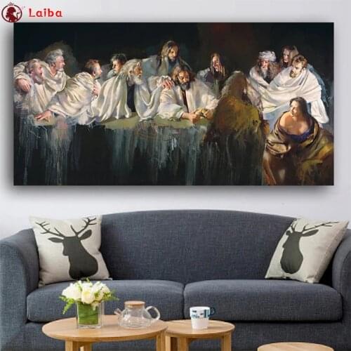 5D DIY Diamond Painting Retro religious art, the last supper cross stitch full square/round diamond mosaic embroidery
