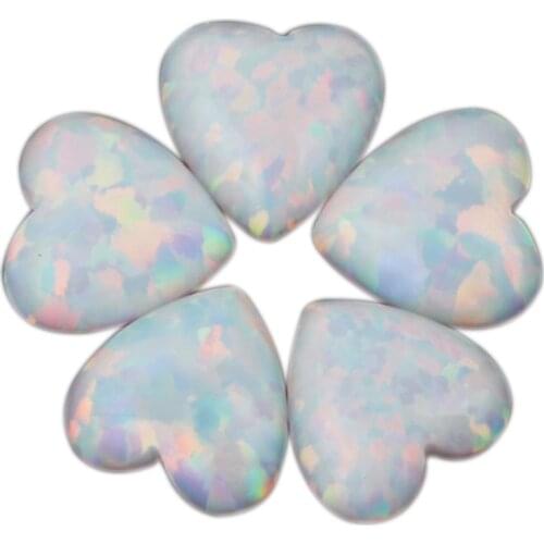 Free Shipping 5*5mm 50pcs/lot OP17 White Color Heart Cabochon Synthetic Fire Opal Stone