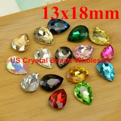 Free shipping! Wholesale 13x18mm 100pcs/pack water drop shape crystal fancy stone glass bling 17 colour F4701-4717