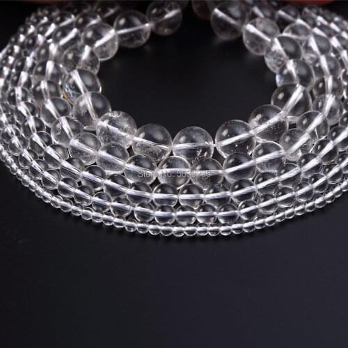 Bulk Wholesale Smooth Clear Quartz Crystal Beads Natural Stone Round Loose Beads 4-12mm for Needlework Jewelry Making