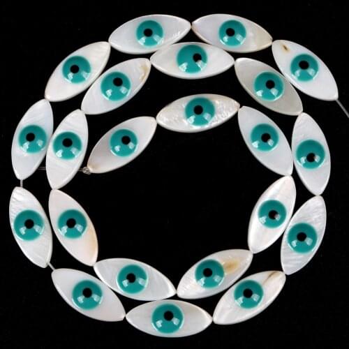 Natural White Shell Evil Eye Marquise Shaped Beads for Jewelry Making DIY Handmade Necklace Bracelet Accessories