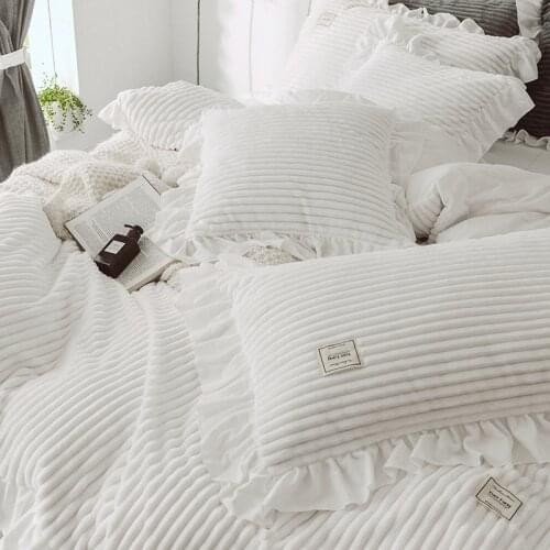 Coral velvet Ruffle pillow case crystal velvet pillow case a pair of winter warm single pillow case zipper pillow bed