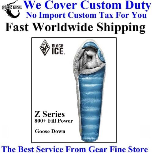 Black Ice 800-fill-power Water-resistant Gray Goose Down Sleeping Bag Z Series For Winter Extreme Weather Condition