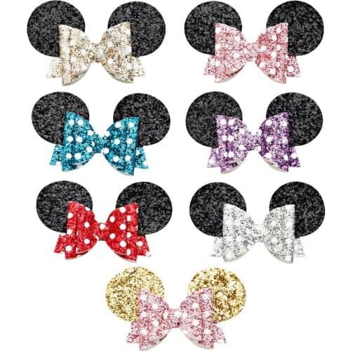 Thumblina Women Baby Girl Cat Ears Glitter Hair Bow Kids Hairpins Hair Clip For Children Hair Accessories Toddler Headwear