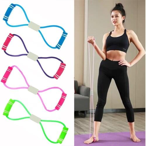 Resistance Bands Yoga Fitness 8 Word Rubber Chest Expander Rope Workout Muscle Fitness Train Elastic Bands Exercise Equipment