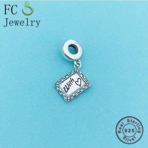 FC Jewelry Fit Original Charm Bracelet Authentic 925 Sterling Silver Photo Frame With Love Bead For Making Women Berloque 2020