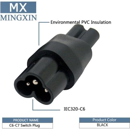 IEC 320 C6 FOR C7, 2-Pin C7 Paragraph C6 Male Clover Plug AC Power Adapter Converter