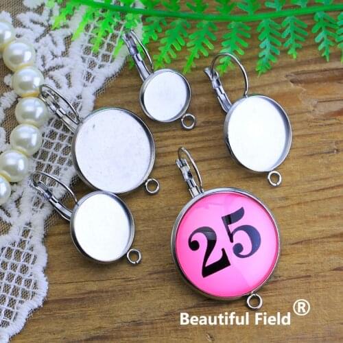 Stainless Steel 8mm 10mm 12mm 14mm 16mm 20mm 25mm Round Cabochon Earring Hooks Ear Setting Cameo Base Blank Tray Connector