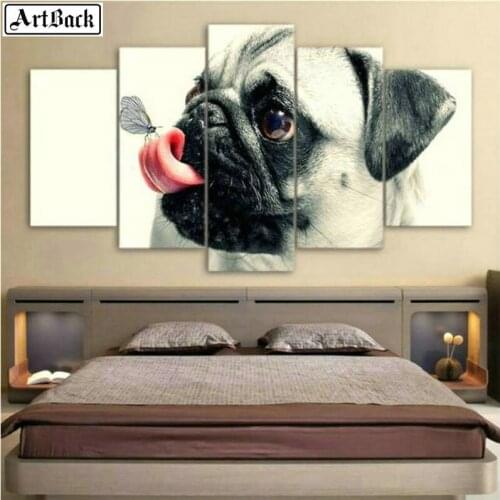 ArtBack Five Spell Diamond Painting French Bulldog 5d Full Square Drill Animal Sticker Embroidery Diamond Mosaic Art