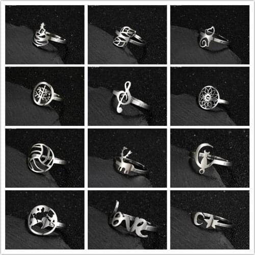 Wholesale Stainless Steel Ring Fashion Star Moon Charm Rings Elegant Tree of Life Finger Rings for Women Birthday Gifts Aneis