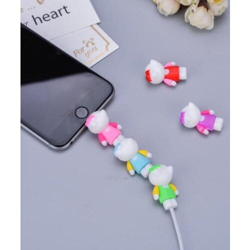 Mini Cartoon Cable Protector Winder For iPhone Protective Case Cable Winder Cover Bite Sock Doll Model Holders Accessory
