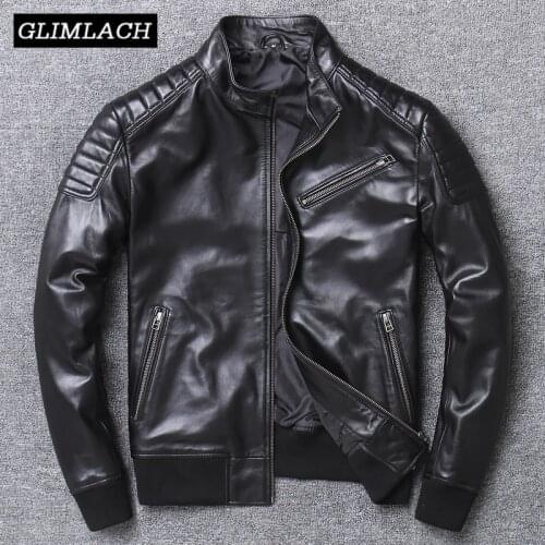 Men Pilot Sheepskin Real Leather Jacket Slim Short Aviation Motorcycle Genuine Leather Bomber Jacket Large Size 4XL Flight Coats