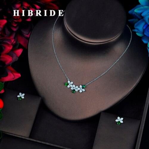 HIBRIDE Beauty Marquised Cut CZ Jewelry Sets Cubic Zirconia Chain Pendant Necklace Set Wedding Party Jewelry Accessories N-663
