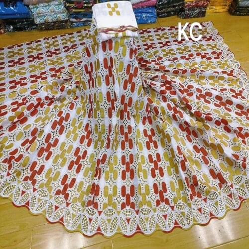 Newest African Fashion Popular Colors Holes Swiss Cotton Lace Fabrics 5 Yards Match Good Quality French Tulle Lace Fabric 2Yards