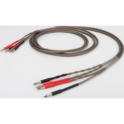 Preffair audio Hi-end DIY HIFI OFC pure copper Silver Plated 4 banana plugs to 4 banana plugs 8 core speaker cable Cord Wire