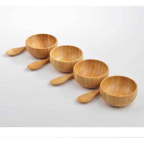 5/10pcs/lot Empty Bamboo Facial Mask Bowl with Spoon Cosmetic Wooden Mask Tools DIY Tableware Makeup Container Set High Grade