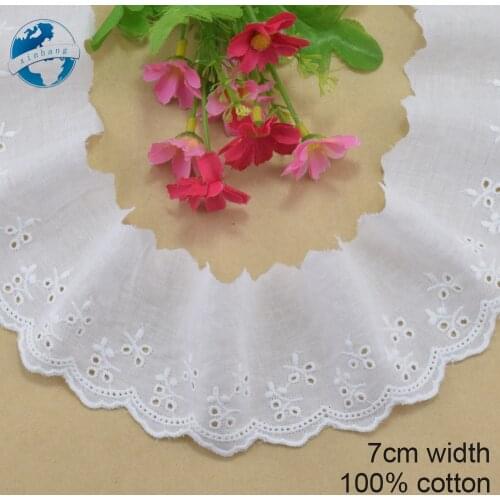 7cm width 100% Cotton embroid lace sewing ribbon guipure trim fabric warp knitting DIY Garment Accessories wedding lace#3168
