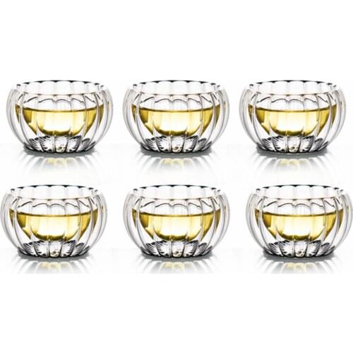 Double Wall Glass Tea Cup Stripe Caneca Kung Fu Copo Heat Insulation Taza Drinkware