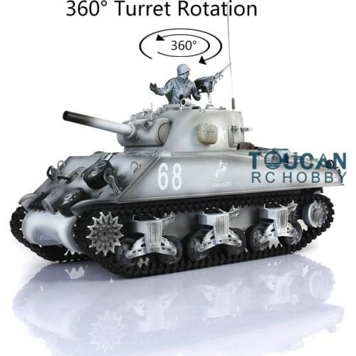 2.4G Henglong 1/16 Scale TK7.0 Plastic M4A3 Sherman RTR RC Tank 3898 360° Turret TH17667