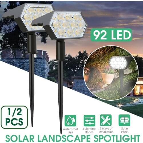 Solar Garden Light Outdoor Spotlight IP67 Waterproof 6500K Super Bright LED Solar Powered Lamps For Patio Lawn Pathway Lighting