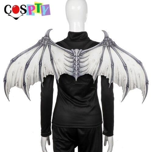Cospty Day of the Dead Theme Party Printed Felt Cosplay Skull Large Wings Halloween Costume Accessories For Adults Men Women