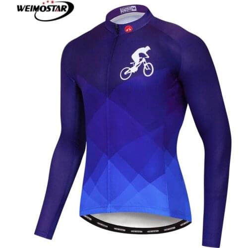 Weimostar 100% Polyester Cycling Jersey Mens Long Sleeve Autumn Bicycle Cycling Clothing Maillot Cilcismo MTB Road Bike Jersey