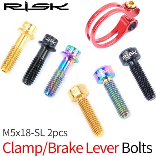 Risk M5x18Titanium Bicycle Brake Lever Seat Post Clamp Fixed Bolts For 2Type MTB Mountian Cycling Hollow Ultralight Fixing Screw