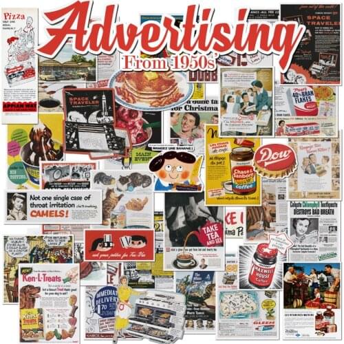 Vintage European and American advertising series waterproof stickers DIY scrapbooking album diary happy plan decorative stickers