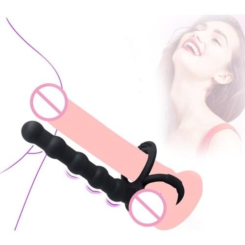Adult Anal Double Penetration Strap On Dildo Vibrators Anal Beads Butt Plug Intimate G-Spot Vibrator Sex Toys For Women Couples