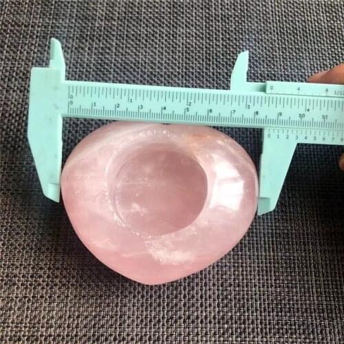 1pcsNatural Crystal Candlestick Polished Rose Quartz Candelabrum Hand Carved Pink Gemstone Lucky Fortune Healing For Decor