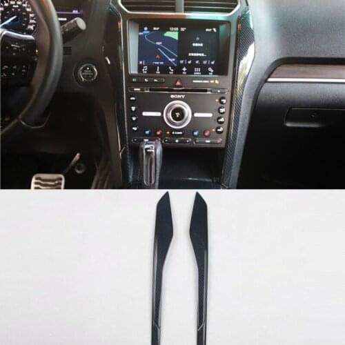 For Ford Explorer 2016-2018 2PCS Carbon Fiber ABS Car Interior Navigation Control Panel Cover Trim Moldings Car Styling