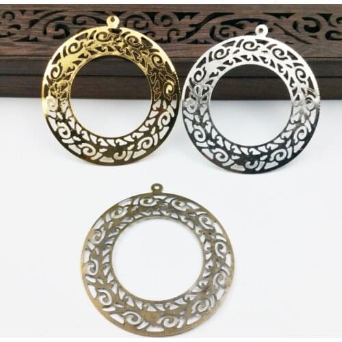 20pcs 55mm Filigree silk flower Charms For Embellishment Scrapbook DIY Jewelry Wraps Connectors Metal Crafts