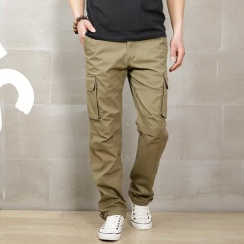 2021 New Cargo Pants Loose Black Khaki Cargo Pants Men Elastic Waist Casual Pants Men Work Summer 2018 Male Trousers Big Size