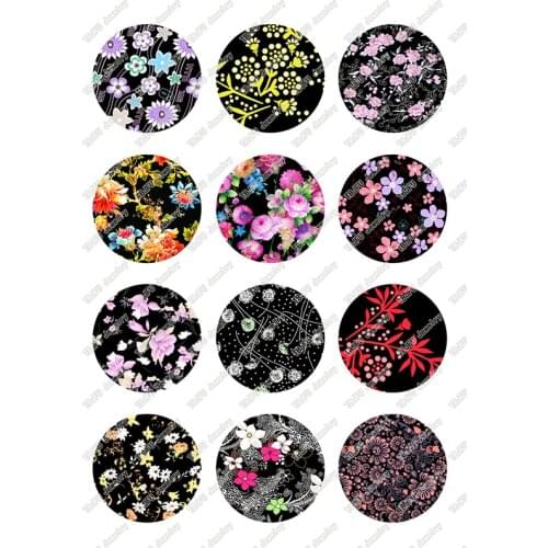 24pcs/lot 10/12/14/16/18/20/25mm Round Glass Cabochon Floral Photo Cabochons Jewelry Findings for Diy Earrings T110
